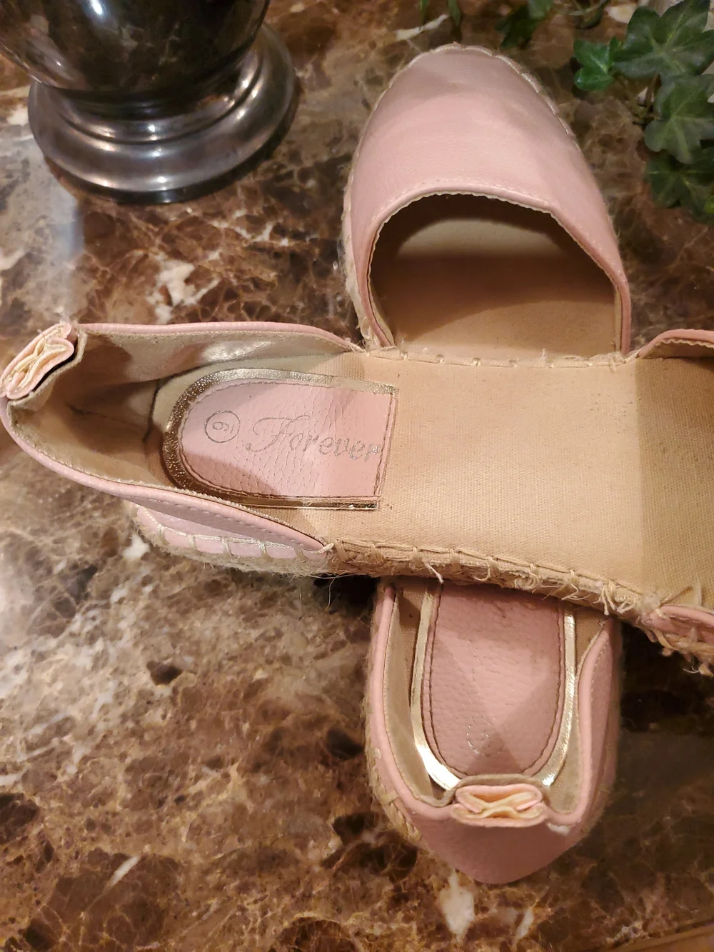 Forever Pink Espadrille Slip-On Flats, Size 9M